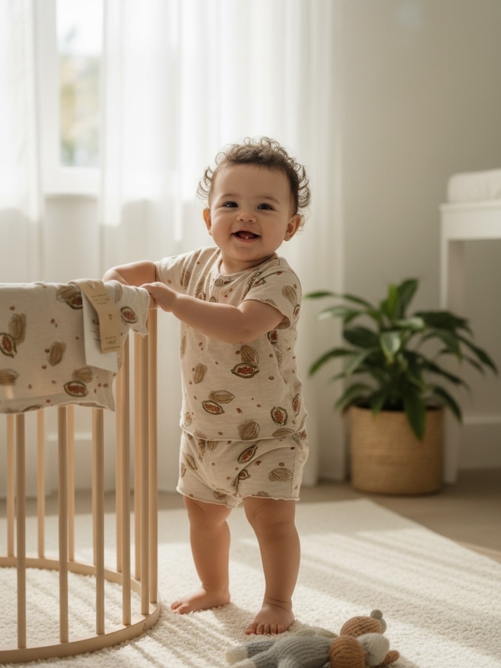Play Up organic cotton pajama set in a cocoa print